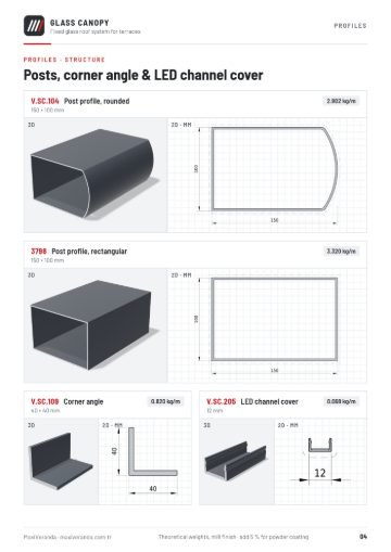 Glass Canopy — Profiles – posts & fittings