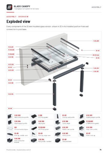 Glass Canopy — Exploded view