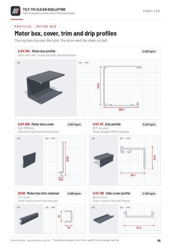 Tilt-to-Clean Guillotine Glass (ELEVIS) — Profiles – motor box