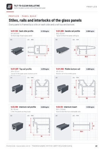 Tilt-to-Clean Guillotine Glass (ELEVIS) — Profiles – panel rails