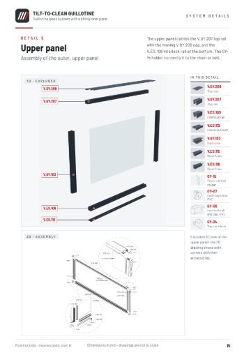 Tilt-to-Clean Guillotine Glass (ELEVIS) — Detail 5 – upper panel