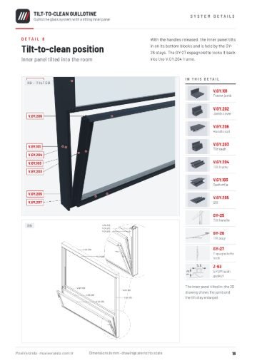 Tilt-to-Clean Guillotine Glass (ELEVIS) — Detail 8 – tilt-to-clean position