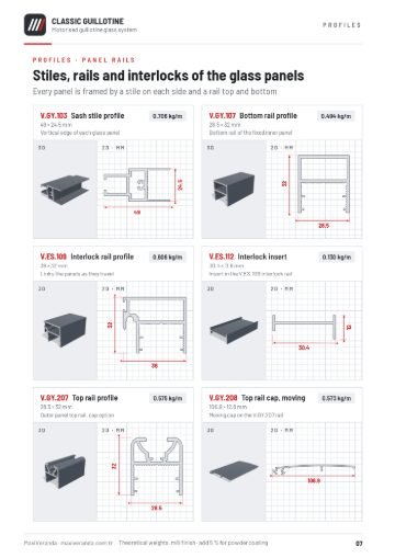 Classic Guillotine Glass — Profiles – panel rails