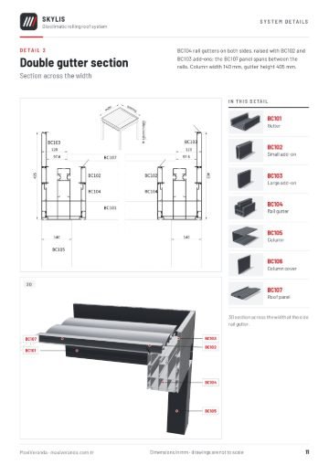 SKYLIS Bioclimatic Roof — Detail 2 – double gutter