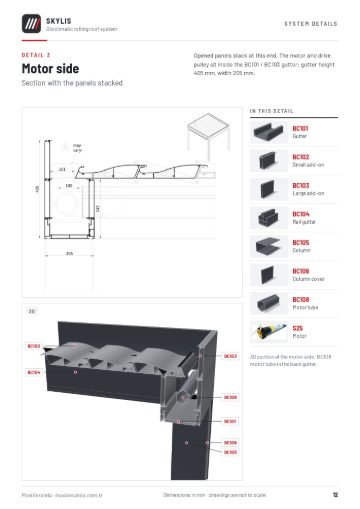 SKYLIS Bioclimatic Roof — Detail 3 – motor side